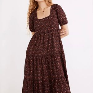 Madewell Aidy square neck floral tiered midi dress